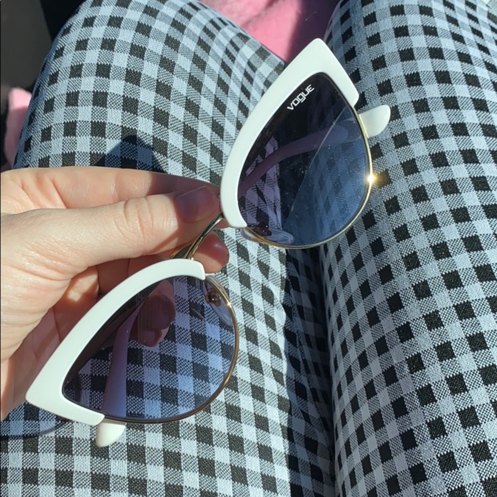 Vogue White & Gold Cat Eye Sunglasses